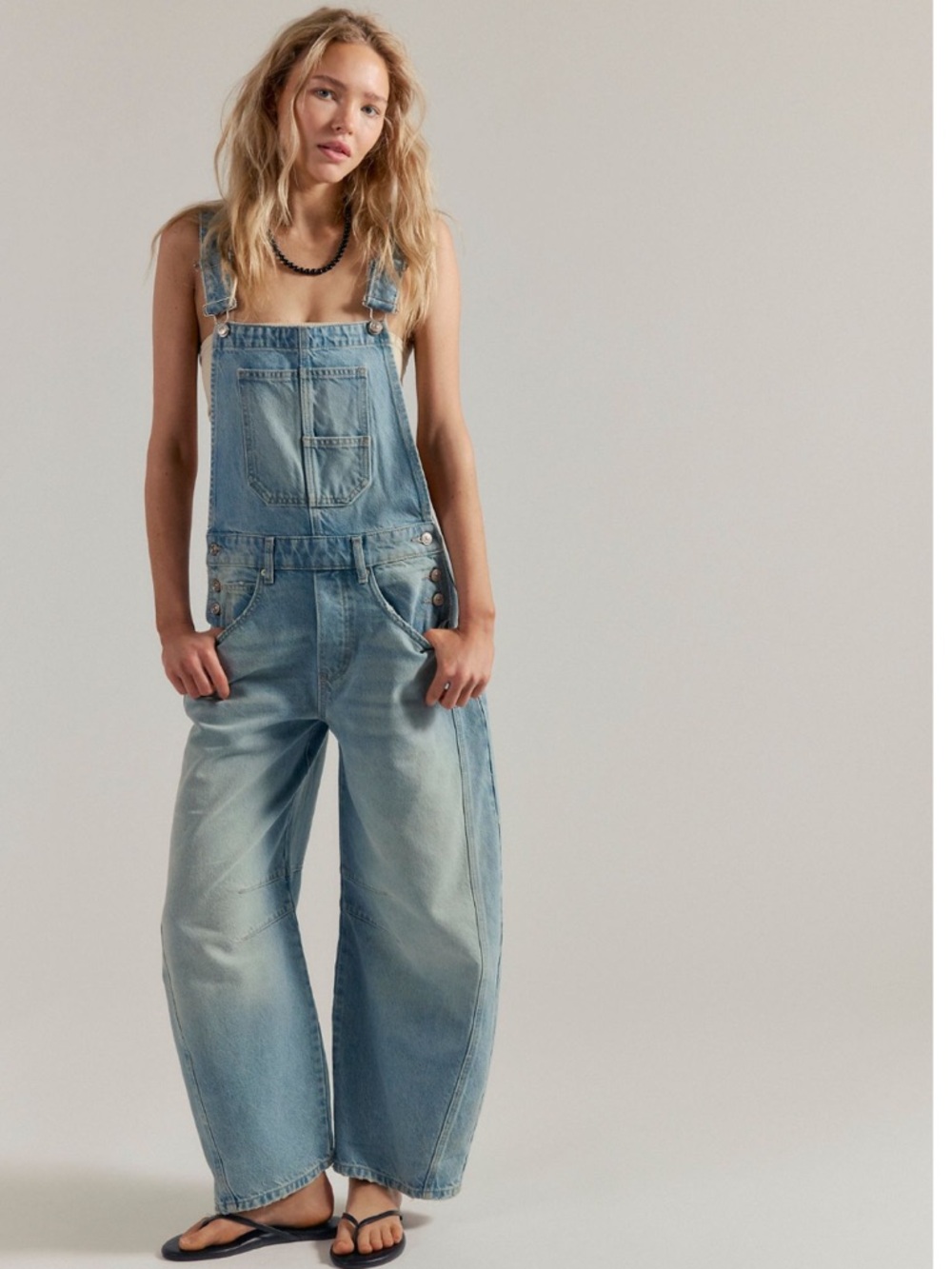 We The Free Good Luck Barrel Overalls XL – Wide Leg Denim Dungarees - Picture 2 of 12